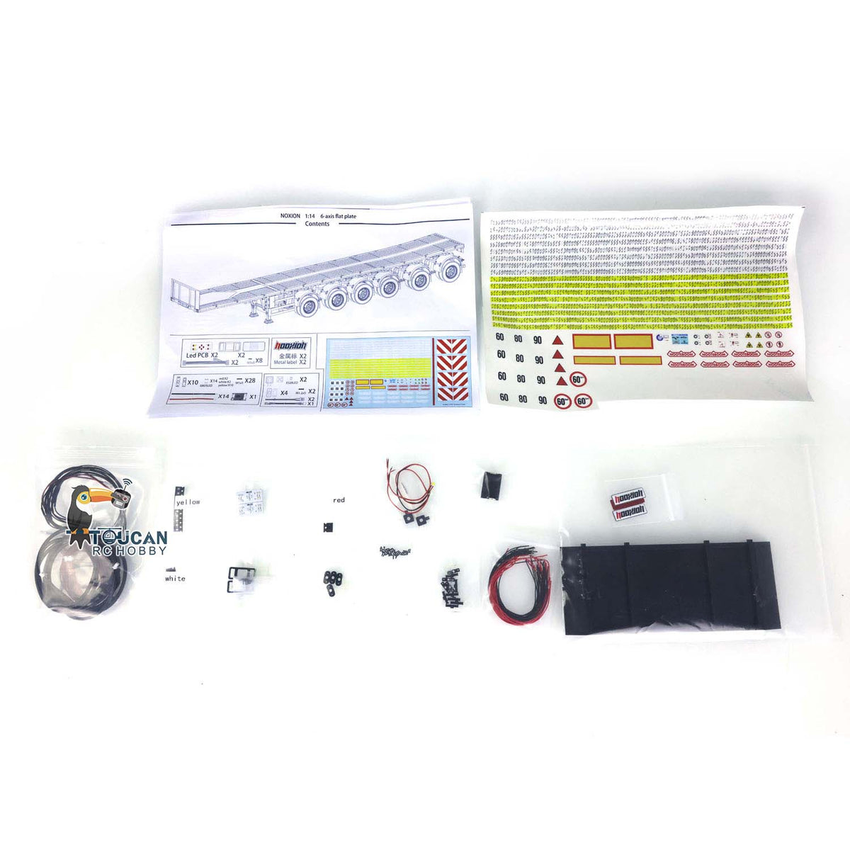 In Stock TOUCAN RC HOBBY Nooxion Fury Bear 6 Axles Flat Trailer for 1/14 RC Tractor Truck Radio Controlled DIY Car Hobby Model Assembled & Painted