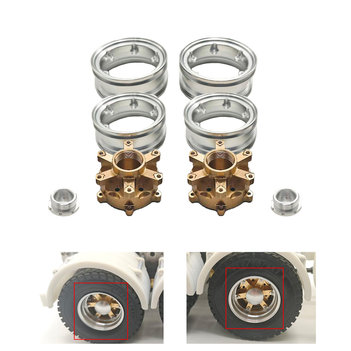 TOUCAN RC HOBBY JDModel Model Upgrade Part Metal Spoke Rear Wheel Hub for 1:14 Scale 56379 56373 56371 6X4 8X4 770S RC Tractor Truck Accessories