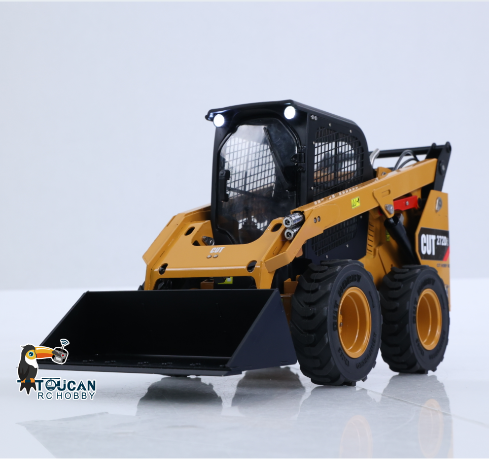 In Stock CUT RC Hobby 1/14 RC Wheeled Skid-Steer Loader 272D2 3CH Valve Manual Quick Coupler Metal RTR