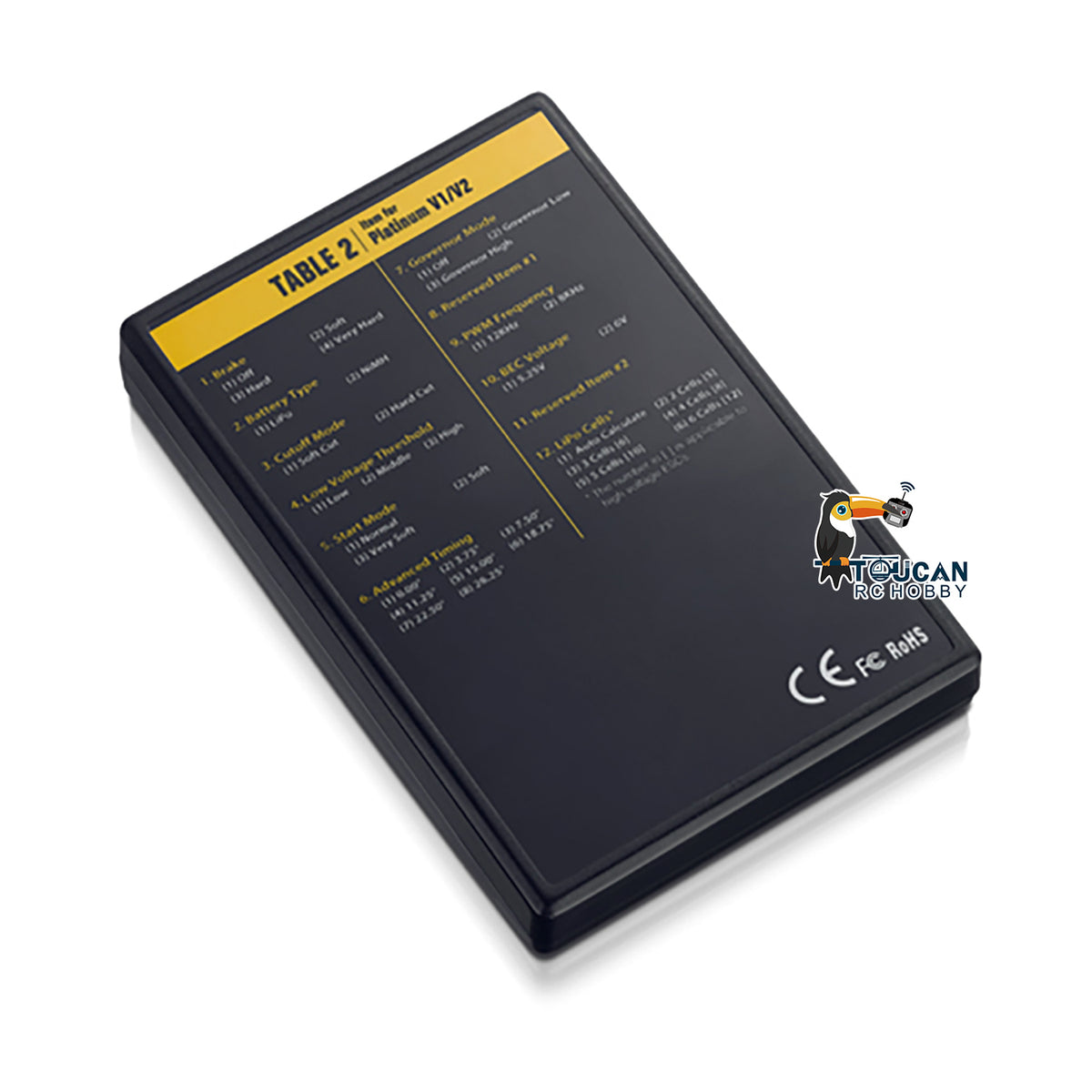 Carte de programmation à écran LED Hobbywing TOUCAN RC HOBBY pour contrôleur de vitesse électronique (ESC) sans balais des séries non-Pro EZRUN QUICRUN SEAKING, pièces de modèle