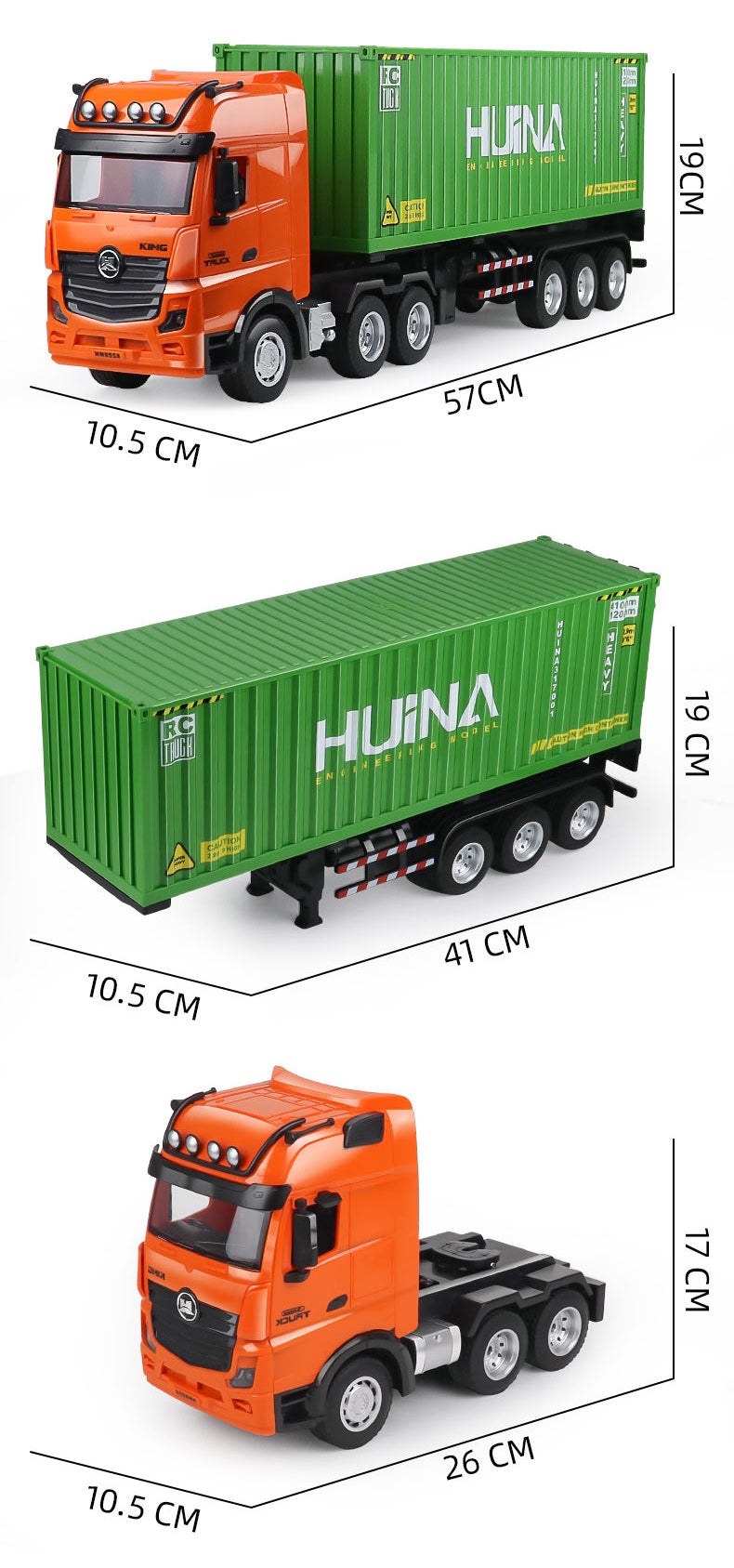 TOUCAN RC HOBBY Huina 1317 1/18 RC Tractor Car Container Trailer Truck 9CH Remote Control Cars Assembled and Painted 58*11*19cm