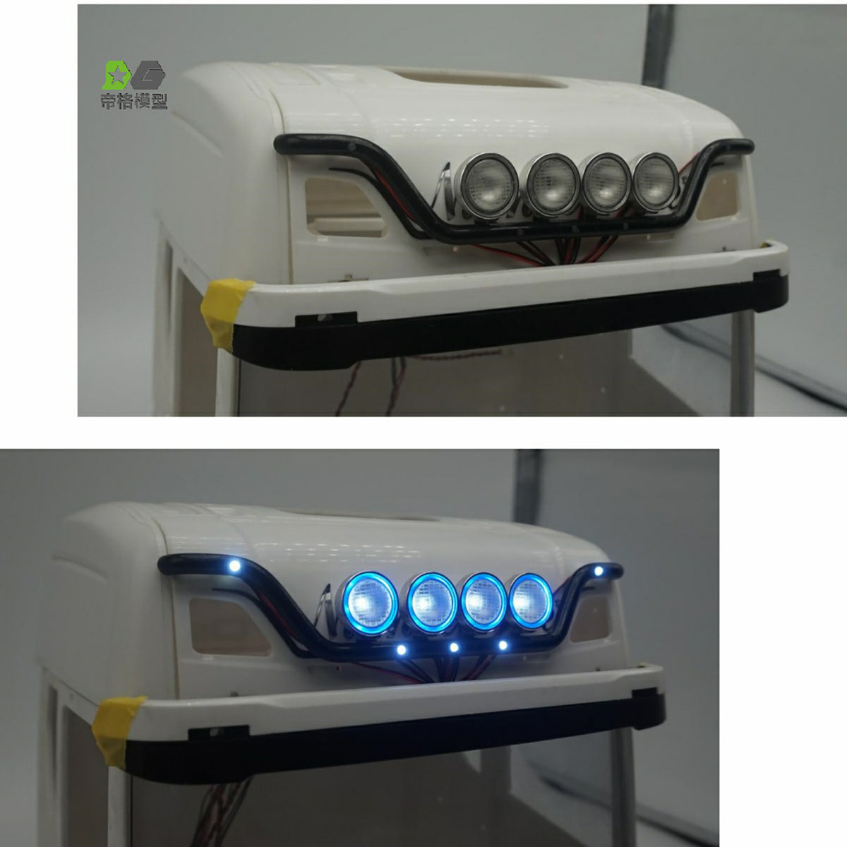 Barre lumineuse LED de cabine en aluminium TOUCAN RC HOBBY pour camion tracteur radiocommandé 1/14 56323 56371 770S High-top R620 R730 1851 modèles de voiture télécommandée DIY