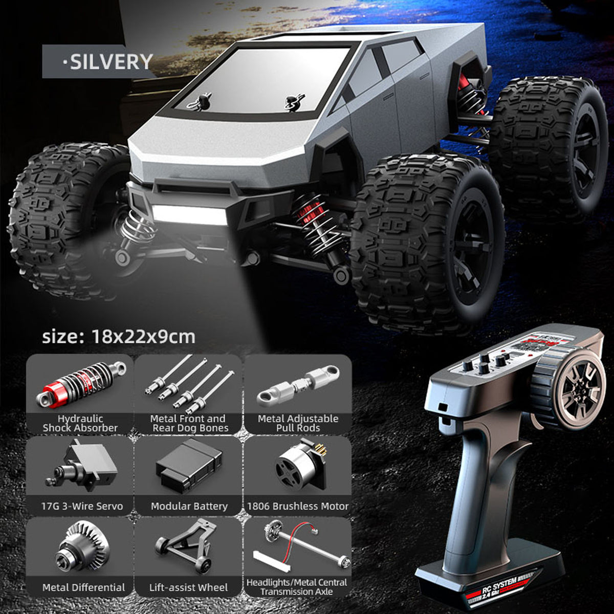 TOUCAN RC HOBBY JJRC 1/20 RC High Speed Pickup Truck 40km/h 4*4 2.4G Remote Control Off Road Car C8811 Brushless Motor Battery ESC Lifting Wheel RTR
