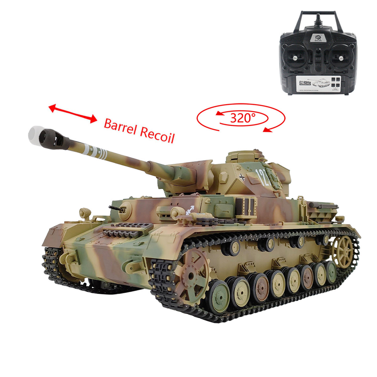 TOUCAN RC HOBBY CoolBank 3859 1/16 7.0 Plastic German Panzer IV F2 RTR RC Tank Model BB Infrared Combat System Steel Gearbox 1800mah Battery
