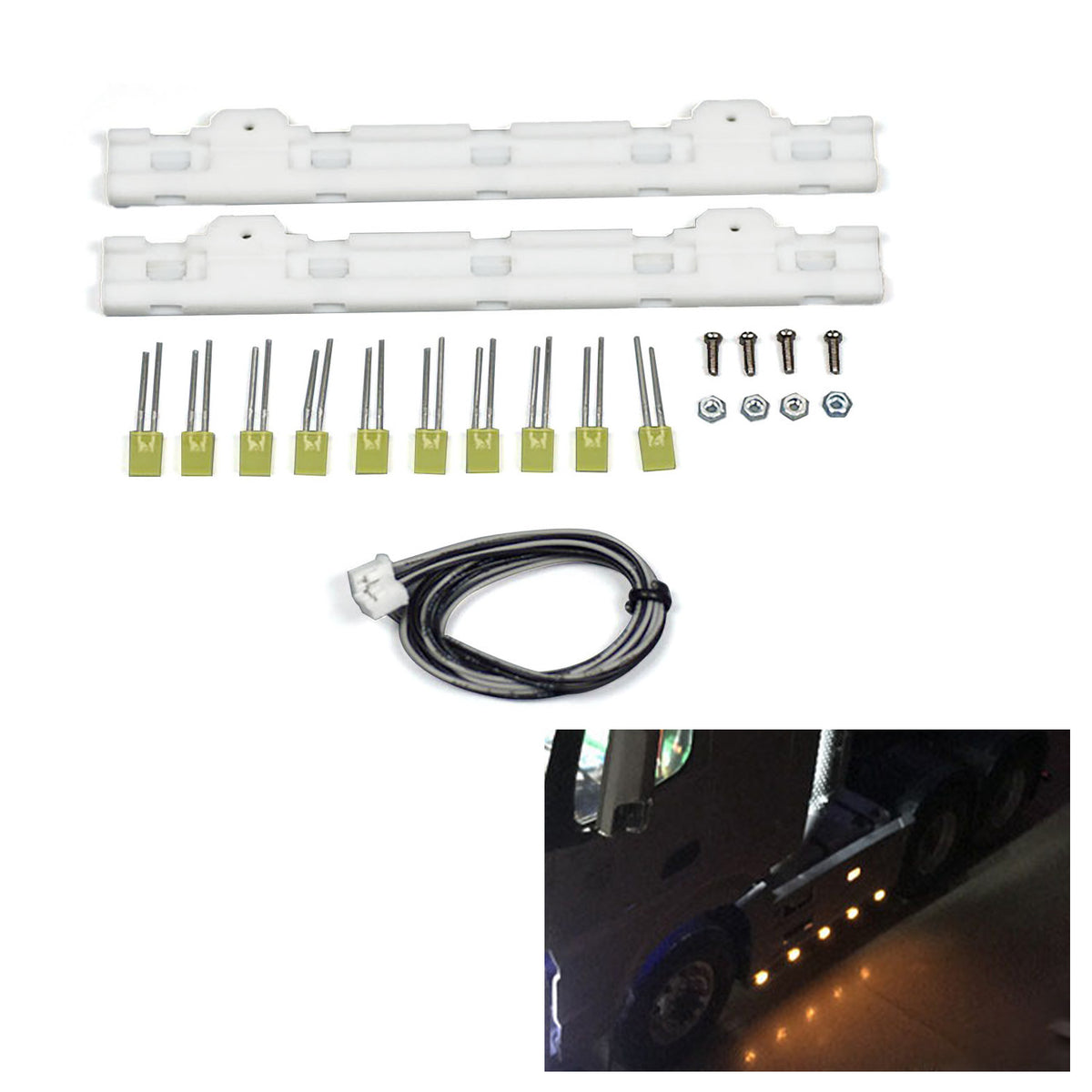 TOUCAN RC HOBBY 3V LED Plastic Side Skirt Light Bar 5 Beads for 1/14 DIY TAMIYA RC Tractor Truck Model FH16 R620 Trailer Engineering Vehicle Car