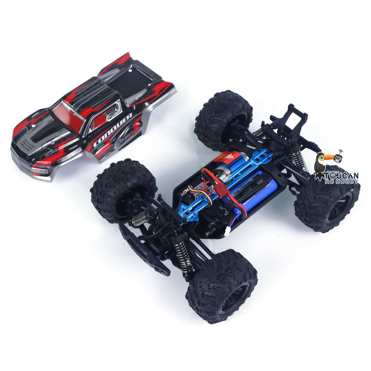 TOUCAN RC HOBBY US Stock 12 Inches Plastic 1/16 4X4 Remote Control Off Road Car Suchiyu 16102 RC Big Tire Truck Pickup Metal Drive Shaft Charging Protection