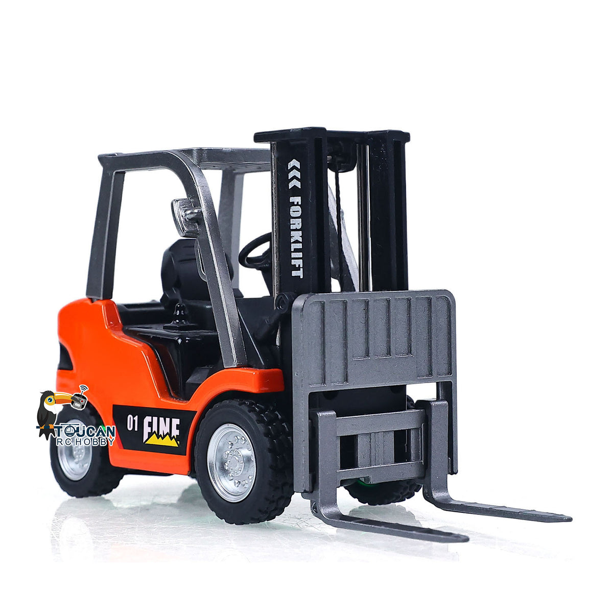 TOUCAN RC HOBBY Heng Guan 1/64 RC Forklift Full Proportion Control Realistic Details Road Barrier Desktop Ornaments Parent Child Interaction RTR