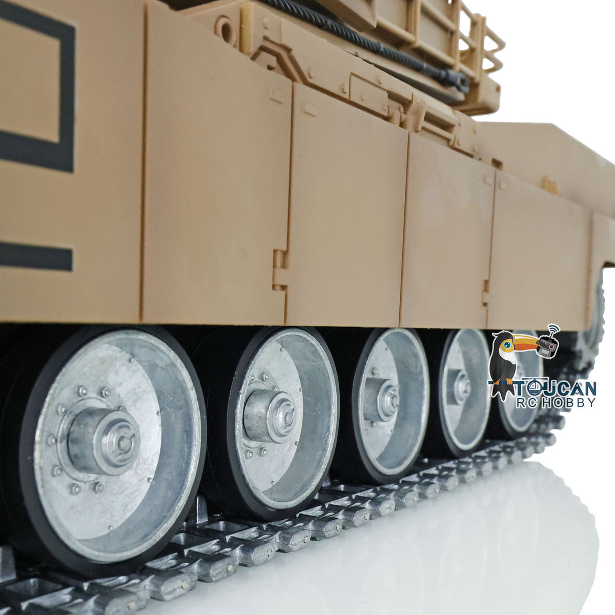 TOUCAN RC HOBBY US Stock Heng Long RTR 1/16 Scale 7.0 Customized Abrams RC Tank 3918 360 Degrees Turret Barrel Recoil Metal Tracks Idlers Sprockets