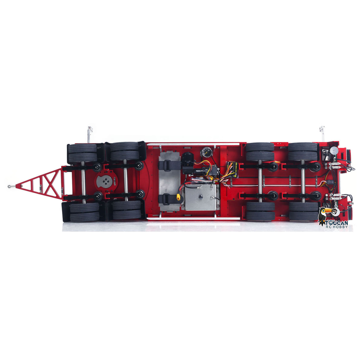 TOUCAN RC HOBBY CUT RC Hobby 4-Axles Metal Hydraulic Trailer W/ Supported Leg for 1/14 Remote Control Tractor Truck 56379 56375 RC Dumper 56366