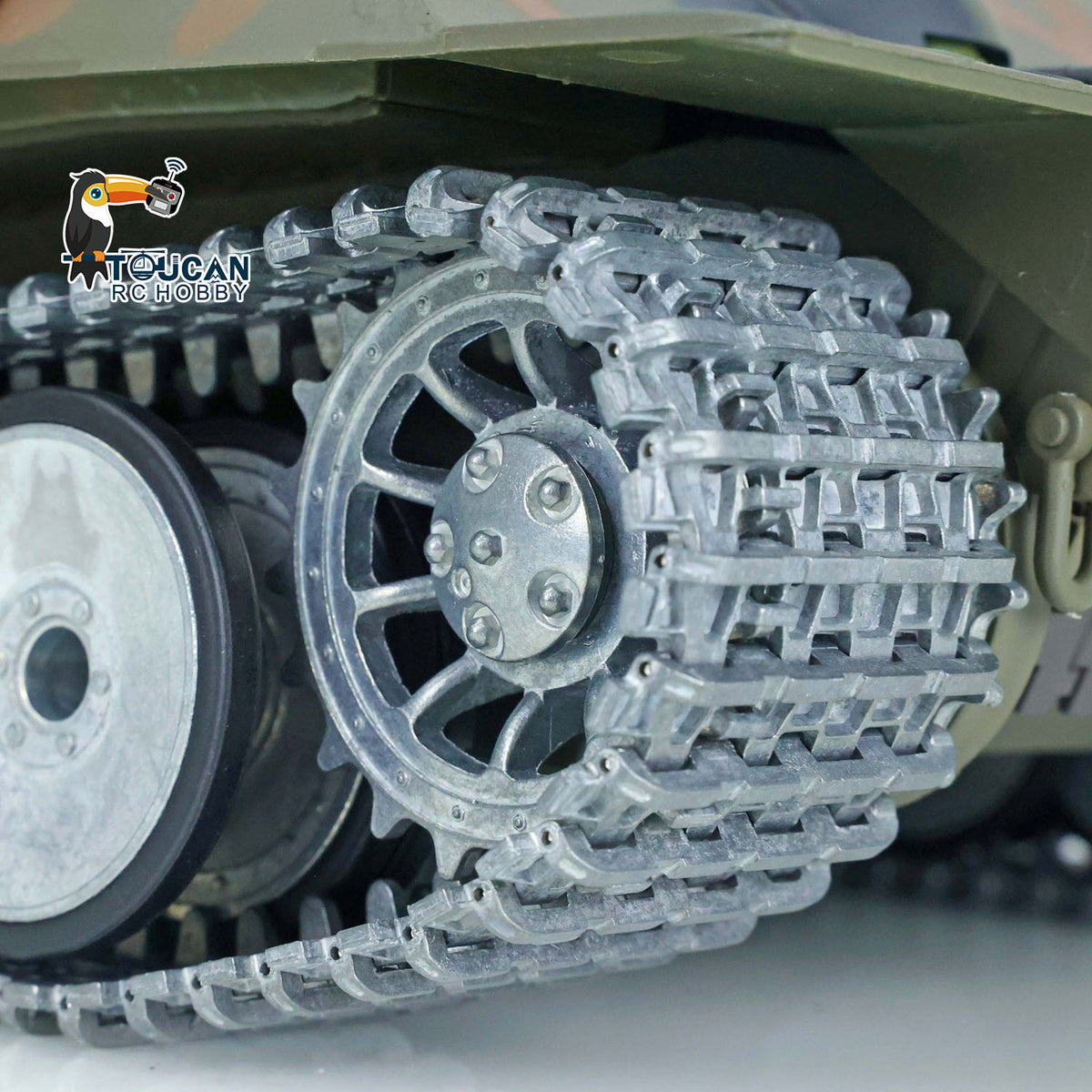 TOUCAN RC HOBBY Heng Long 1/16 Customized RC Tank 7.0 German Panther Tank 3819 w/ 360Degrees Rotating Turret Metal Tracks Idler Sproket Road Wheels