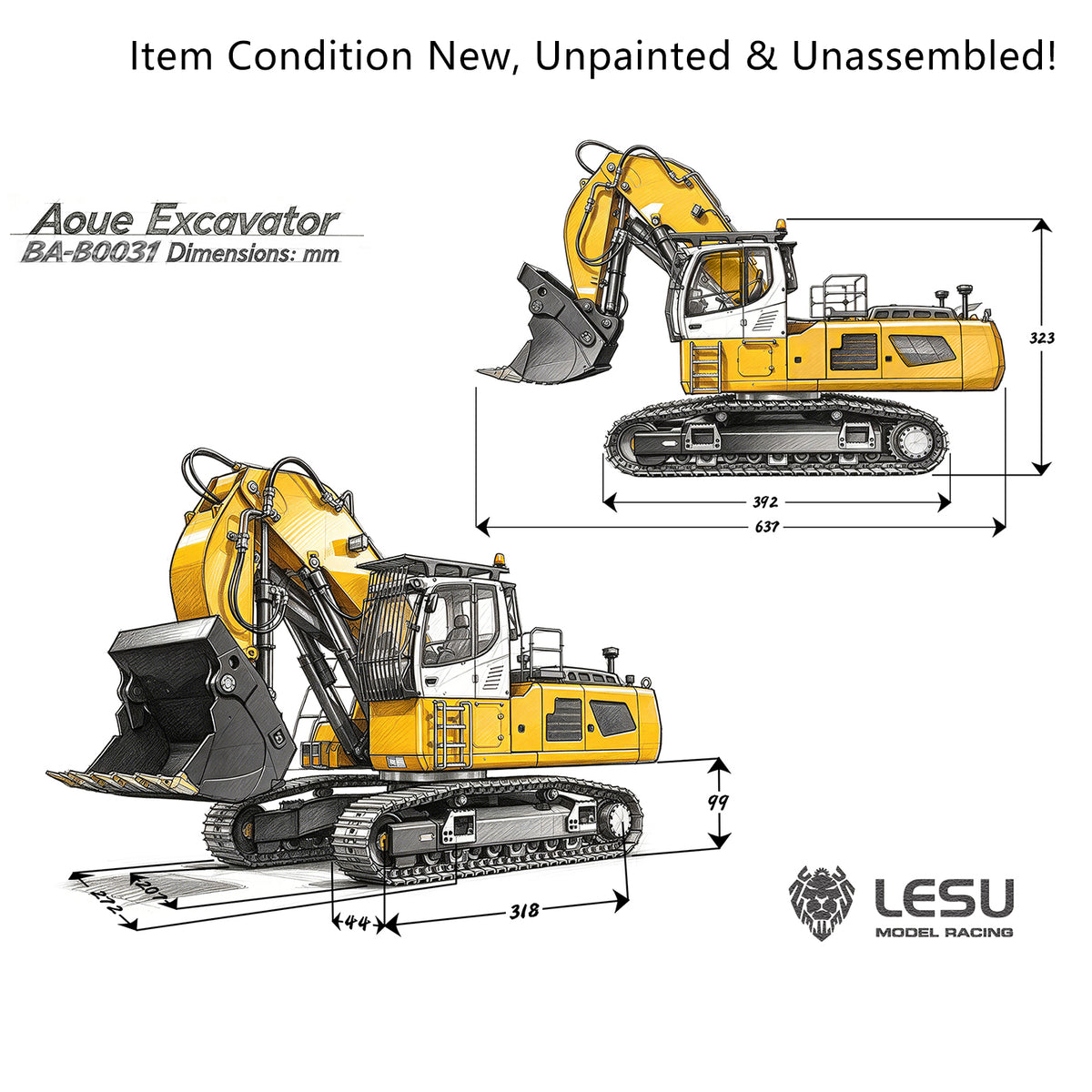 TOUCAN RC HOBBY LESU LR956 1/14 Metal RC Hydraulic Front Shovel Excavator B0031 Dual Pumps KIT Digger with 7CH Valve Light System Simulated GPS