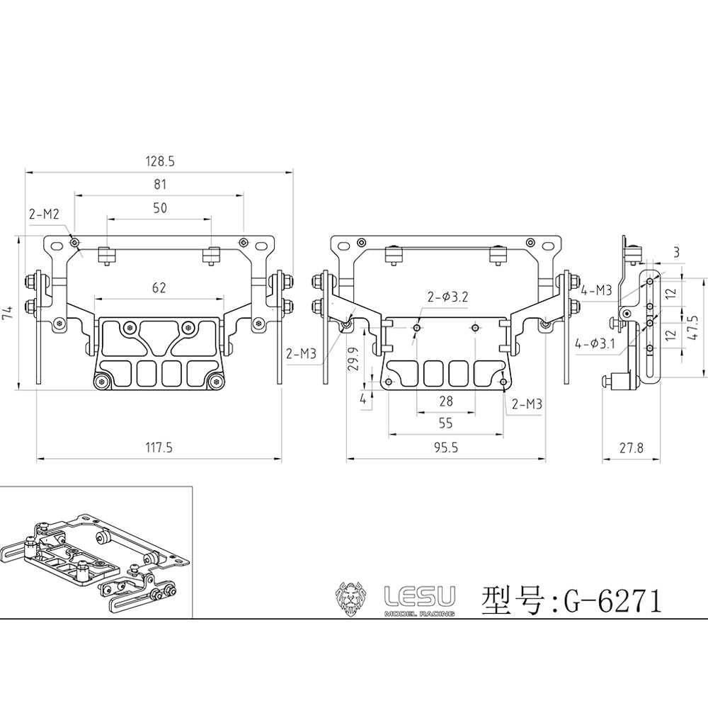 TOUCAN RC HOBBY LESU Battery Compartment Fixed Set Metal Cab Loose-leaf Bracket for 1/14 RC Tractor Truck 770S Car DIY Models Part