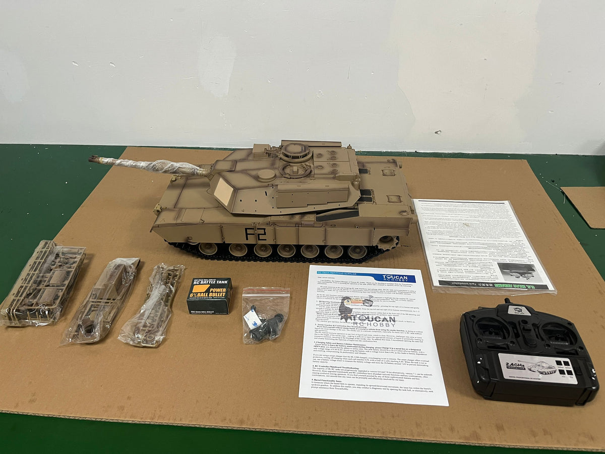 TOUCAN RC HOBBY Free Shipping CN Stock Second-hand 2.4Ghz Henglong 1/16 Scale 7.0 Plastic Ver M1A2 Abrams RTR RC Tank 3918 Model