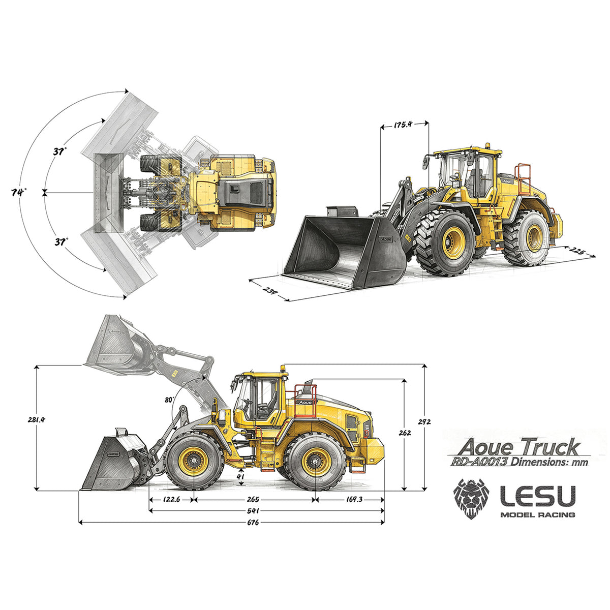 In Stock LESU 1/14 RC Hydraulic Wheel Loader L220H A0013 - 90% Metal PNP/RTR 2-Speed Transmission
