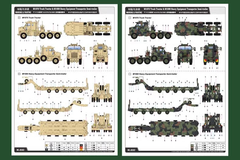 TOUCAN RC HOBBY Trumpeter US Stock Hobby Boss 85502 1/35 Scale Plastic Unassembled M1070 Truck HET Tractor M1000 Semi-Trailer Model Kit Car