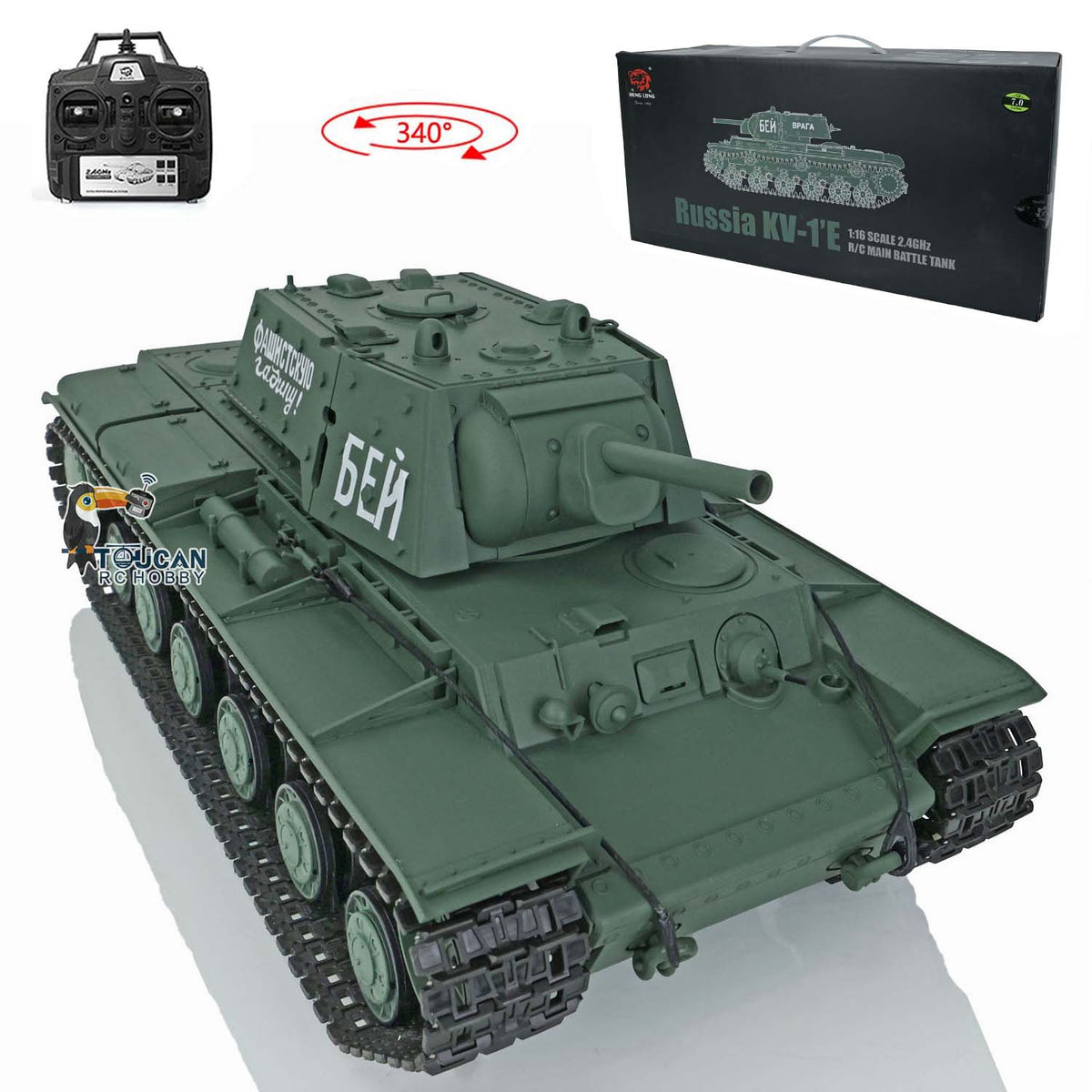 TOUCAN RC HOBBY US Stock 7.0 Heng Long 2.4G 1/16 Plastic Ver Soviet KV-1 RTR RC Tank 3878 Remote Controlled Model Track Road Wheels Driving Gearbox