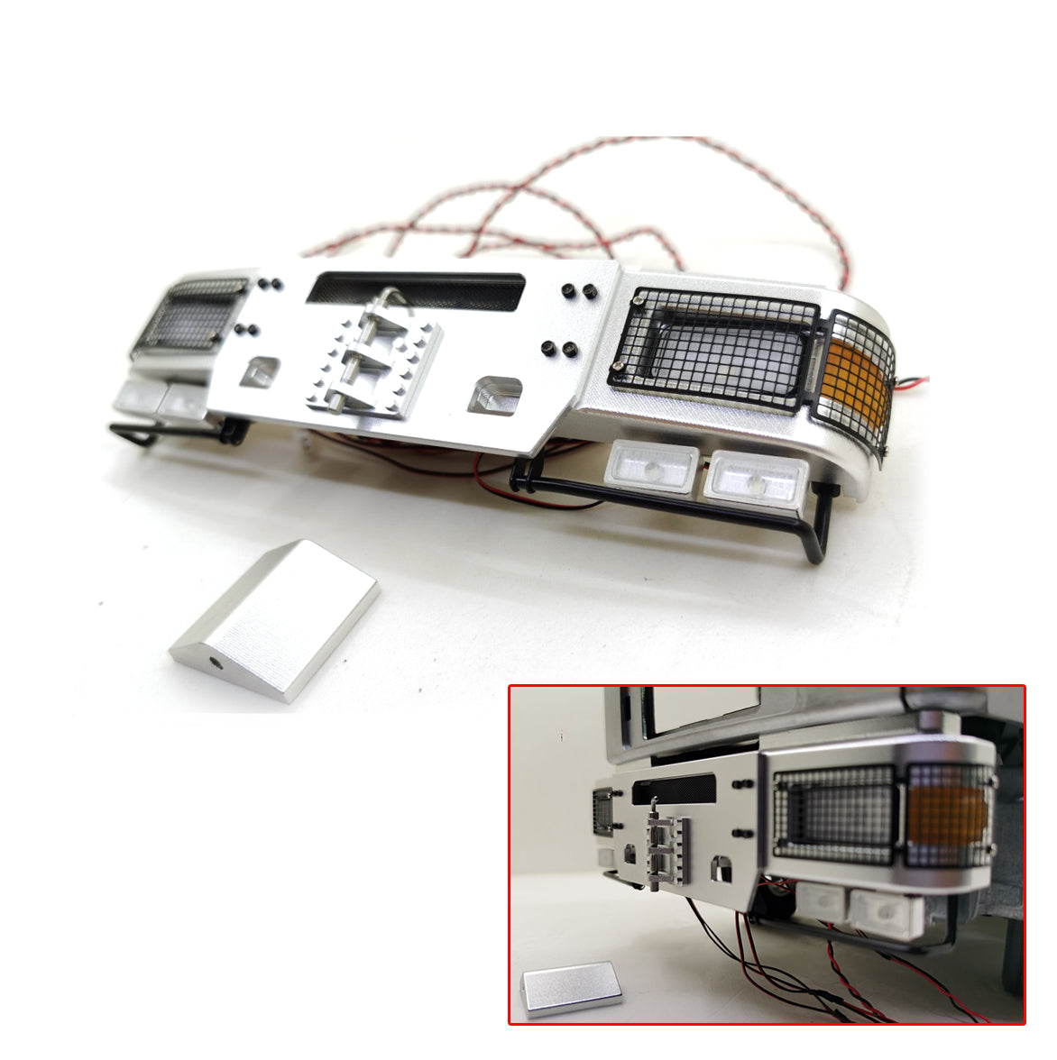 TOUCAN RC HOBBY Pare-chocs avant en métal avec protection d'aile et LED, pièce de rechange améliorée pour camion tracteur radiocommandé JXModel F2000 1/14, modèle à monter soi-même