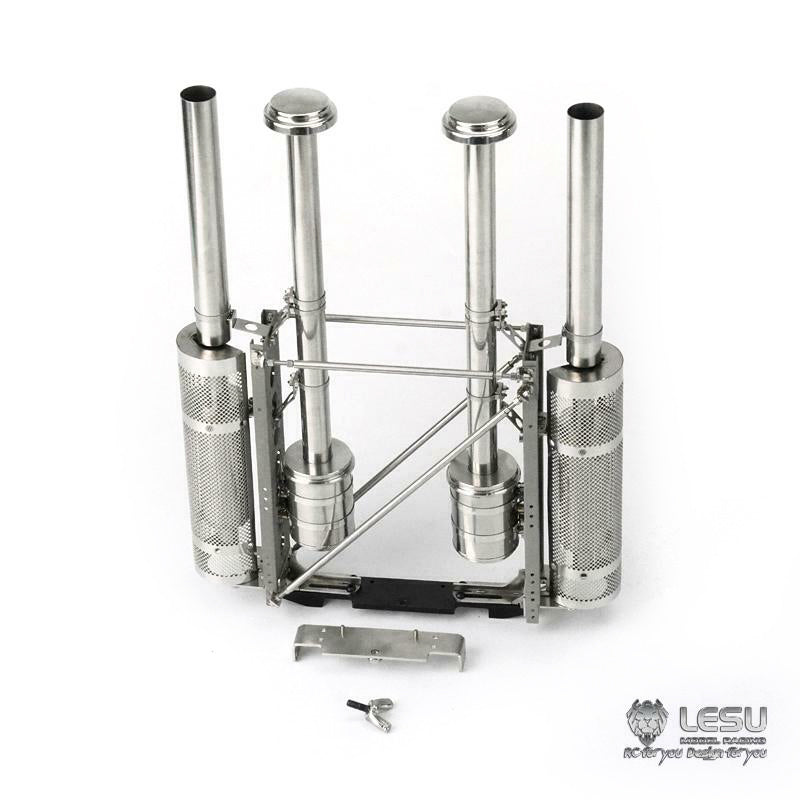 TOUCAN RC HOBBY LESU Metal Cab Side Guard Protective Net Exhauster Handrails Air Filter for 1/14 DIY RC Globe KING Tractor Truck