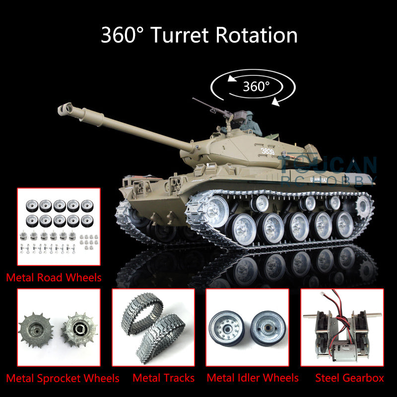 TOUCAN RC HOBBY Heng Long 1/16 TK7.0 USA Walker Bulldog 3839 RTR RC Tank 360 Degrees Turret Infrared System BB Smoke Metal Sprockets Wheels Gearbox Tracks