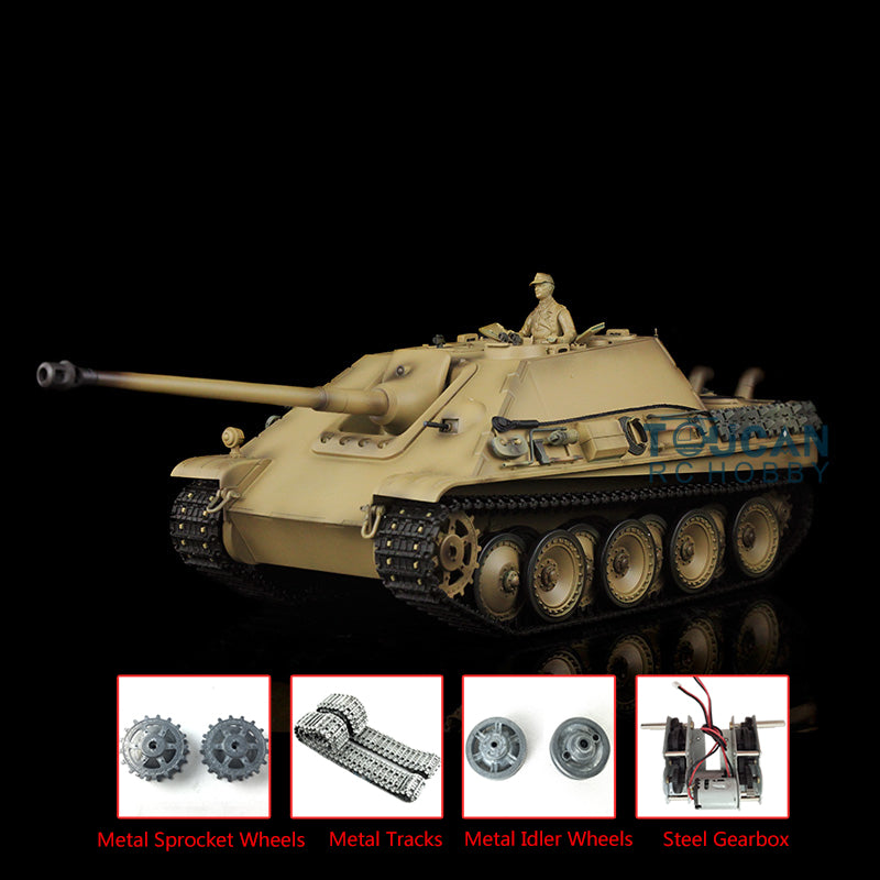 TOUCAN RC HOBBY Heng Long 1/16 Scale RC Tank 7.0 3869 Upgraded Jadpanther German Tank w/ Metal Tracks Idler Sproket Wheels BB Shooting Engine Sound