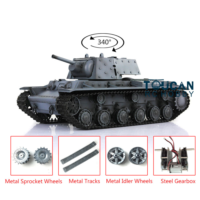TOUCAN RC HOBBY Heng Long 1/16 Soviet KV-1 7.0 Version Upgraded 3878 RTR Radio Control Tank W/ Metal Tracks Idler Sproket Wheel Smoking Gearbox