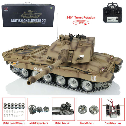 TOUCAN RC HOBBY Heng Long 1/16 TK7.0 Professional British Challenger II 3908 RTR RC Tank 360 Degrees Turret IR BB Smoke Metal Sprockets Idlers Road Wheels Single Rubber Tracks