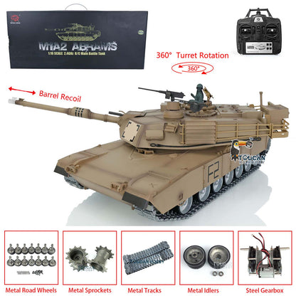 TOUCAN RC HOBBY US Stock Heng Long RTR 1/16 Scale 7.0 Customized Abrams RC Tank 3918 360 Degrees Turret Barrel Recoil Metal Tracks Idlers Sprockets
