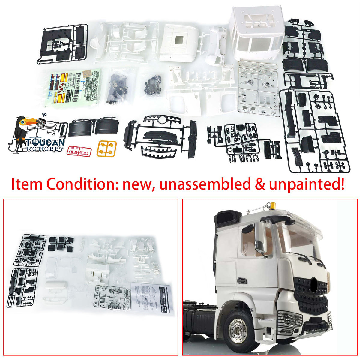 TOUCAN RC HOBBY HHRC Low Roof Front Mudguard H Plastic Part Tractor Truck Cab KIT for DIY 1/14 RC Tractor Truck Model 3363 201911-1
