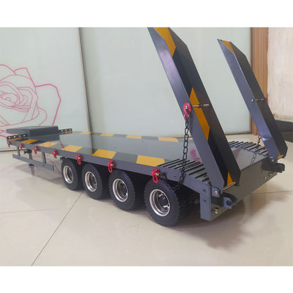 TOUCAN RC HOBBY Metal Semi-trailer 4-Axle Trailer for 1/14 RC Tractor Truck Remote Control Car Hobby Model DIY Accessory Assembled Painted