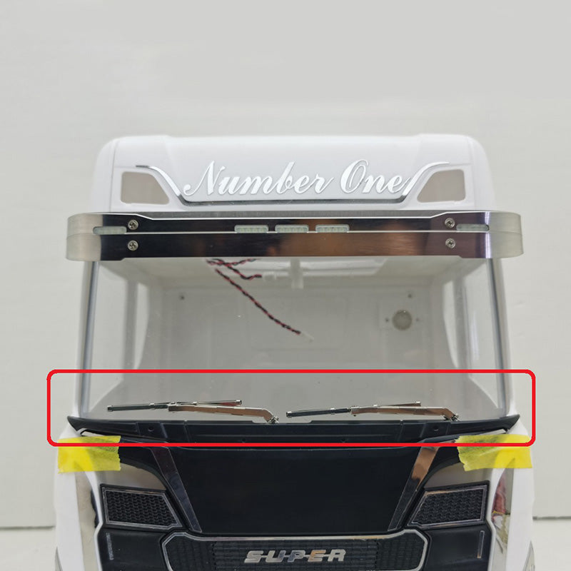 TOUCAN RC HOBBY Degree Front Wheel Eyebrow LED Light Or Electric Metal Windscreen Wiper Wash for 1/14 Tamiye 770S 56368 RC Tractor Truck Car