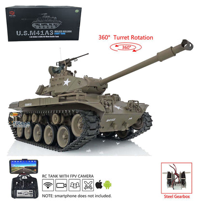 TOUCAN RC HOBBY Heng Long 1/16 Char RC USA Walker Bulldog 3839 RTR TK7.0 en plastique, FPV, tourelle 360 degrés, fumée, billes BB, infrarouge, sons, lumières, boîte de vitesses en acier