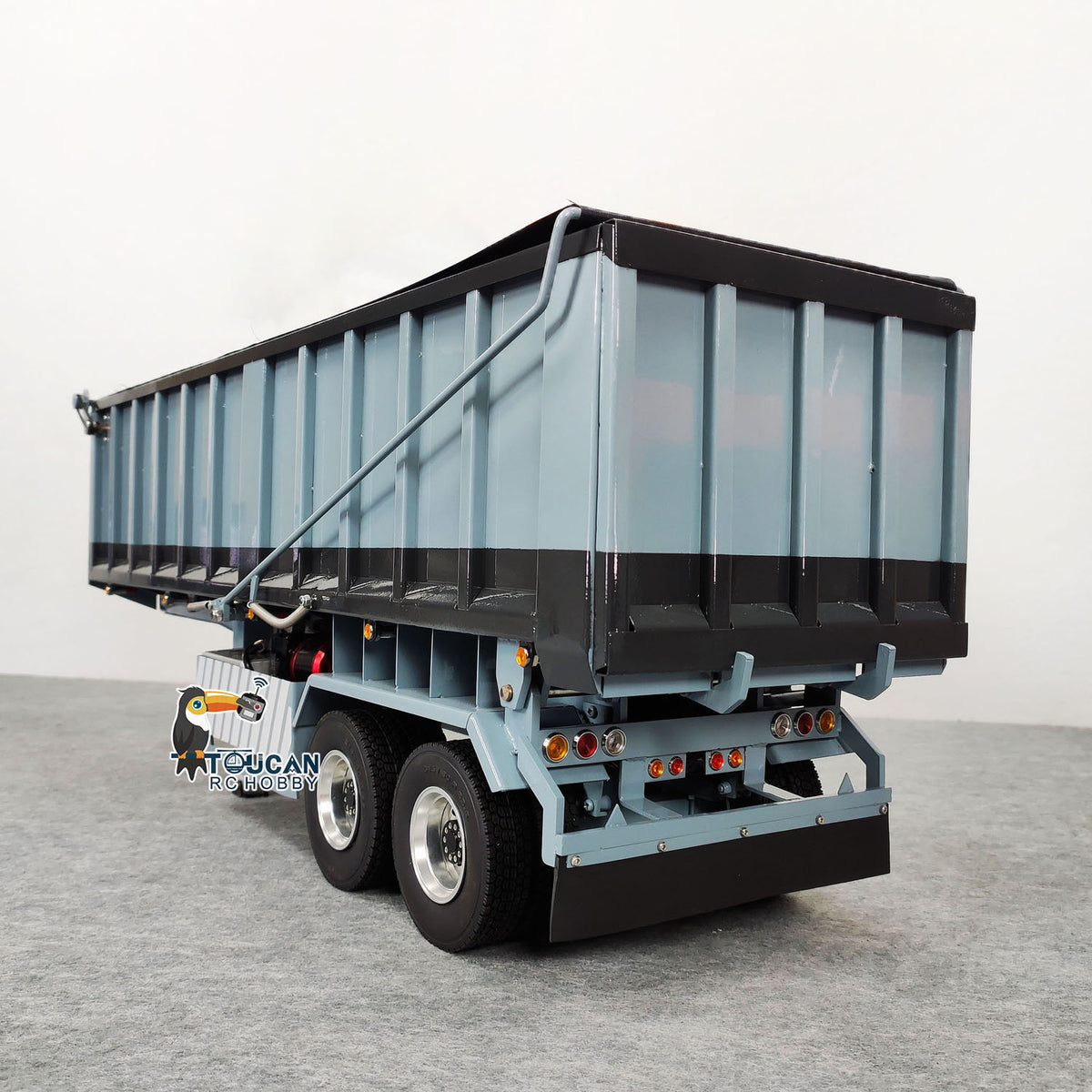 TOUCAN RC HOBBY HHG Model 1/14 Metal RC Hydraulic Dump Trailer 2-axle Electric Tarpaulin for Remote Control Tractor Truck DIY Car Model