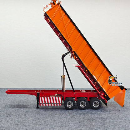 TOUCAN RC HOBBY HHG Model 1/14 Metal RC Hydraulic Dump Semi Trailer 3 Axle with Center Lift System Electric Support Legs Tarp Lights for Tractor Truck