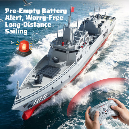 TOUCAN RC HOBBY JJRC S28 RC Warship Boat with Water Spray 2 Speeds Dual Motor Remote Control Ship Model for Pool Lake Water Play