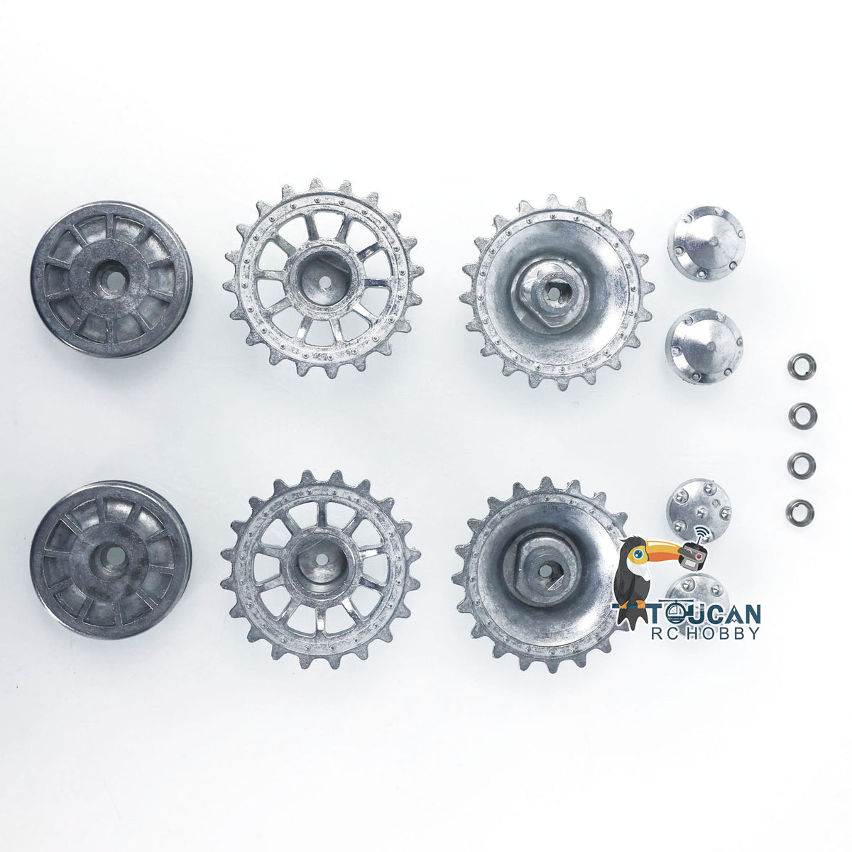 TOUCAN RC HOBBY Metal Sprockets Idler 2Rims Road Wheels for 1/16 Heng Long RC Tank Model German Tiger I 3818 Panther 3819 Accessory