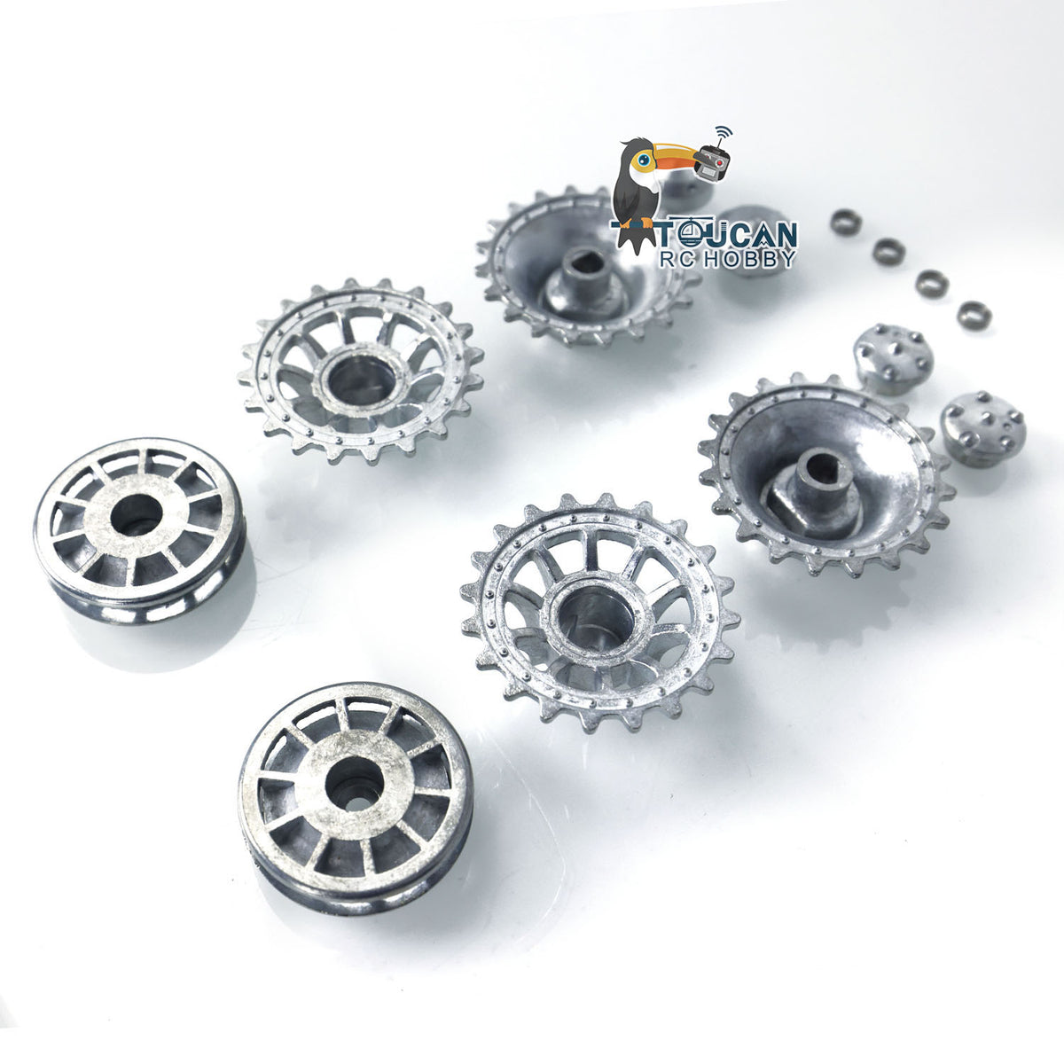 TOUCAN RC HOBBY Metal Sprockets Idler 2Rims Road Wheels for 1/16 Heng Long RC Tank Model German Tiger I 3818 Panther 3819 Accessory