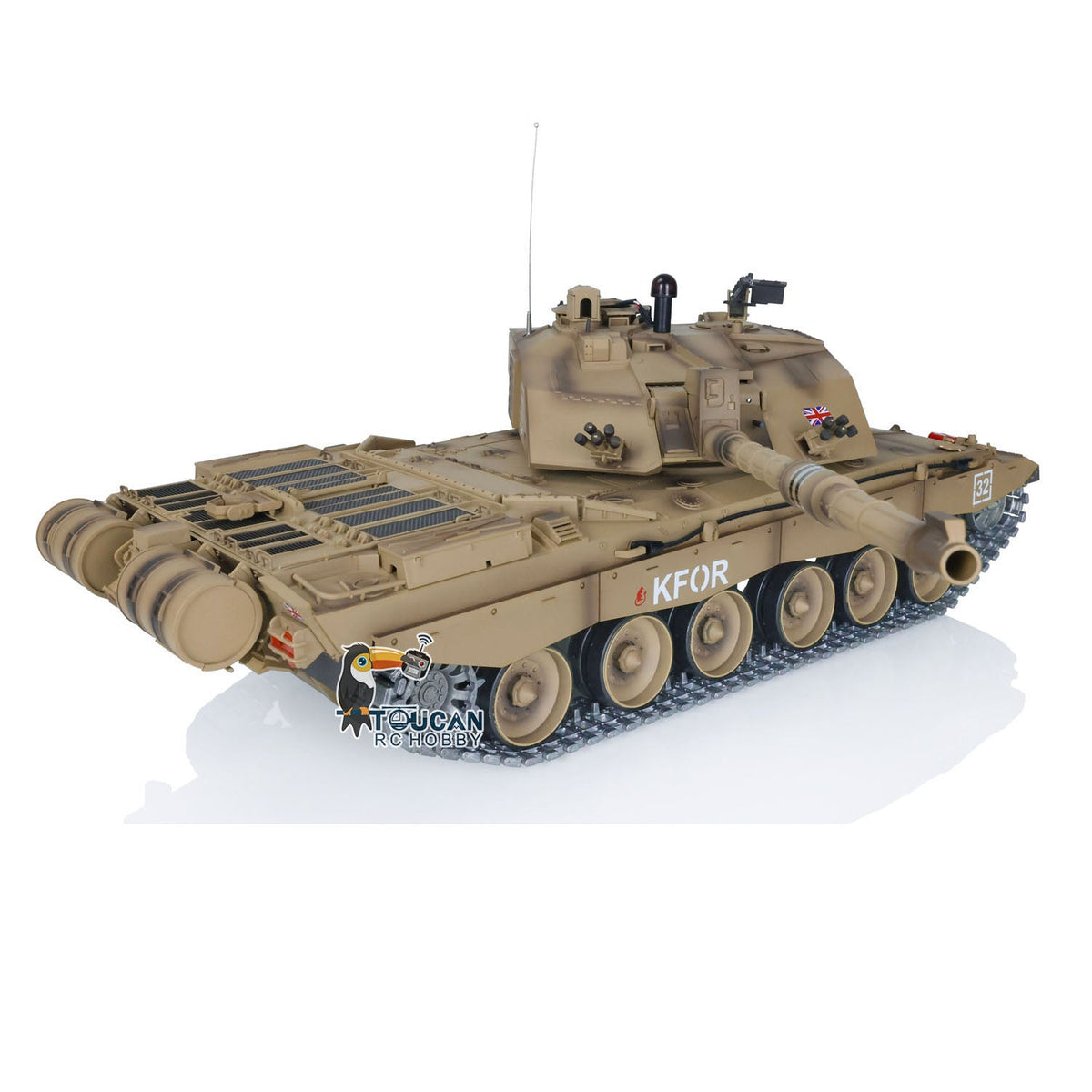 TOUCAN RC HOBBY Heng Long 1/16 TK7.0 Promotin British Challenger II 3908 RTR RC Tank 360 Degrees Turret Infrared Combat BB Smoke Metal Sprockets Idlers Wheels Gearbox Tracks