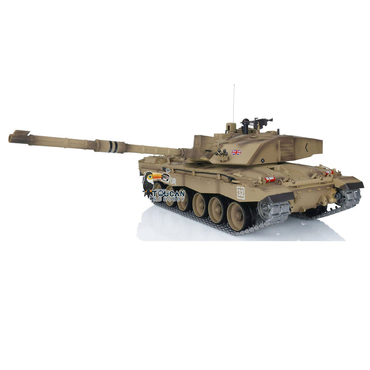 TOUCAN RC HOBBY Heng Long 1/16 TK7.0 Promotin British Challenger II 3908 RTR RC Tank 360 Degrees Turret Infrared Combat BB Smoke Metal Sprockets Idlers Wheels Gearbox Tracks