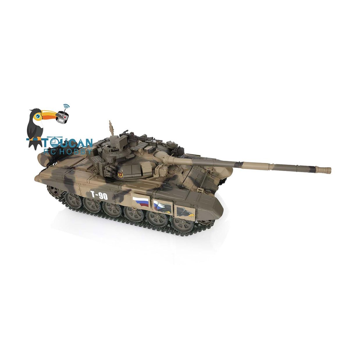 TOUCAN RC HOBBY Heng Long TK7.0 1/16 Plastic Russion T90 RTR RC Tank 3938 FPV 360 Degrees Turret BB IR Smoke Sounds Lights Metal Steel Driving Gearbox