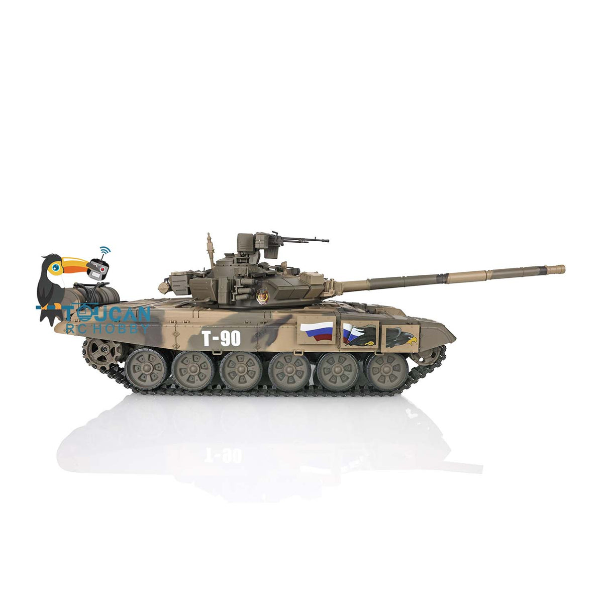 TOUCAN RC HOBBY Heng Long TK7.0 1/16 Plastic Russion T90 RTR RC Tank 3938 FPV 360 Degrees Turret BB IR Smoke Sounds Lights Metal Steel Driving Gearbox