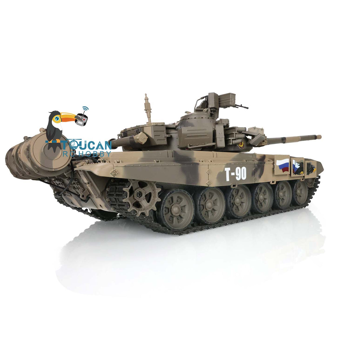 TOUCAN RC HOBBY Heng Long TK7.0 1/16 Plastic Russion T90 RTR RC Tank 3938 FPV 360 Degrees Turret BB IR Smoke Sounds Lights Metal Steel Driving Gearbox