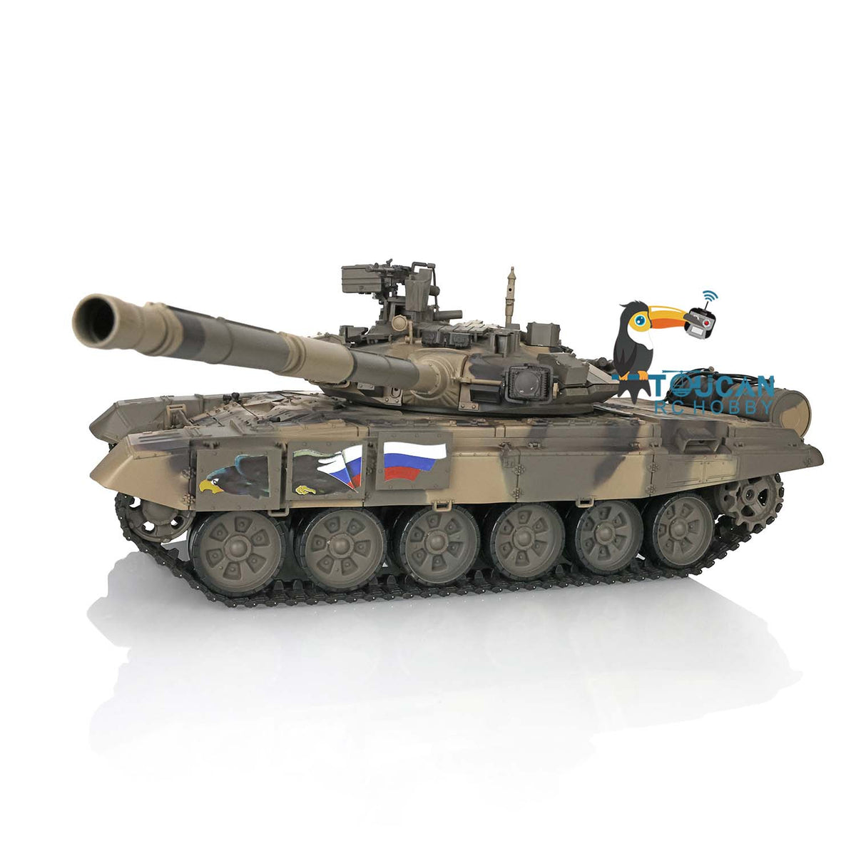 TOUCAN RC HOBBY Heng Long TK7.0 1/16 Plastic Russion T90 RTR RC Tank 3938 FPV 360 Degrees Turret BB IR Smoke Sounds Lights Metal Steel Driving Gearbox