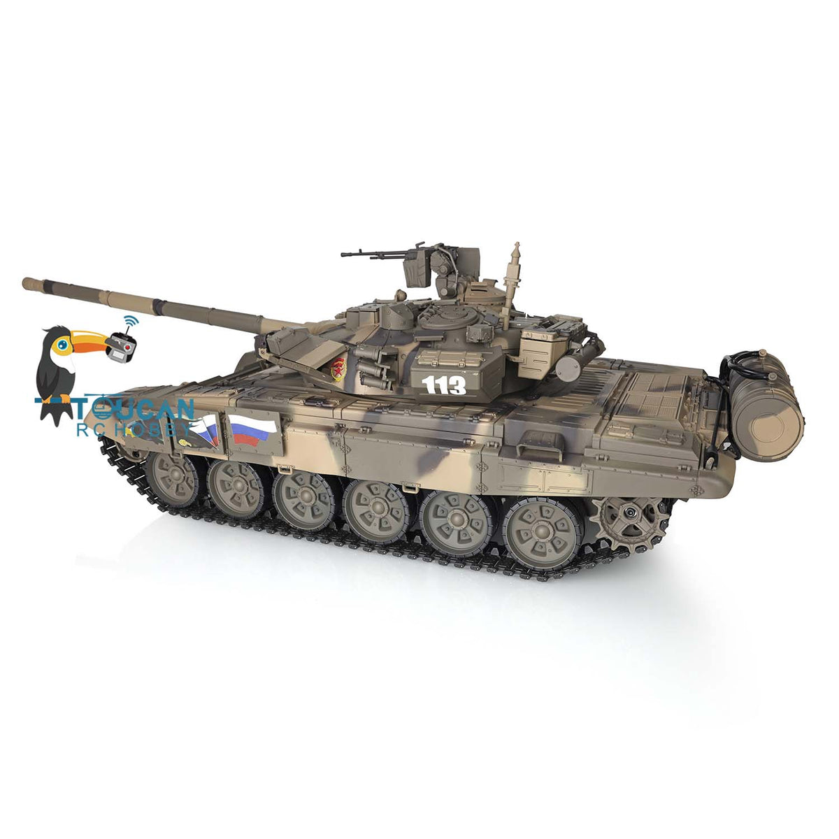 TOUCAN RC HOBBY Heng Long TK7.0 1/16 Plastic Russion T90 RTR RC Tank 3938 FPV 360 Degrees Turret BB IR Smoke Sounds Lights Metal Steel Driving Gearbox