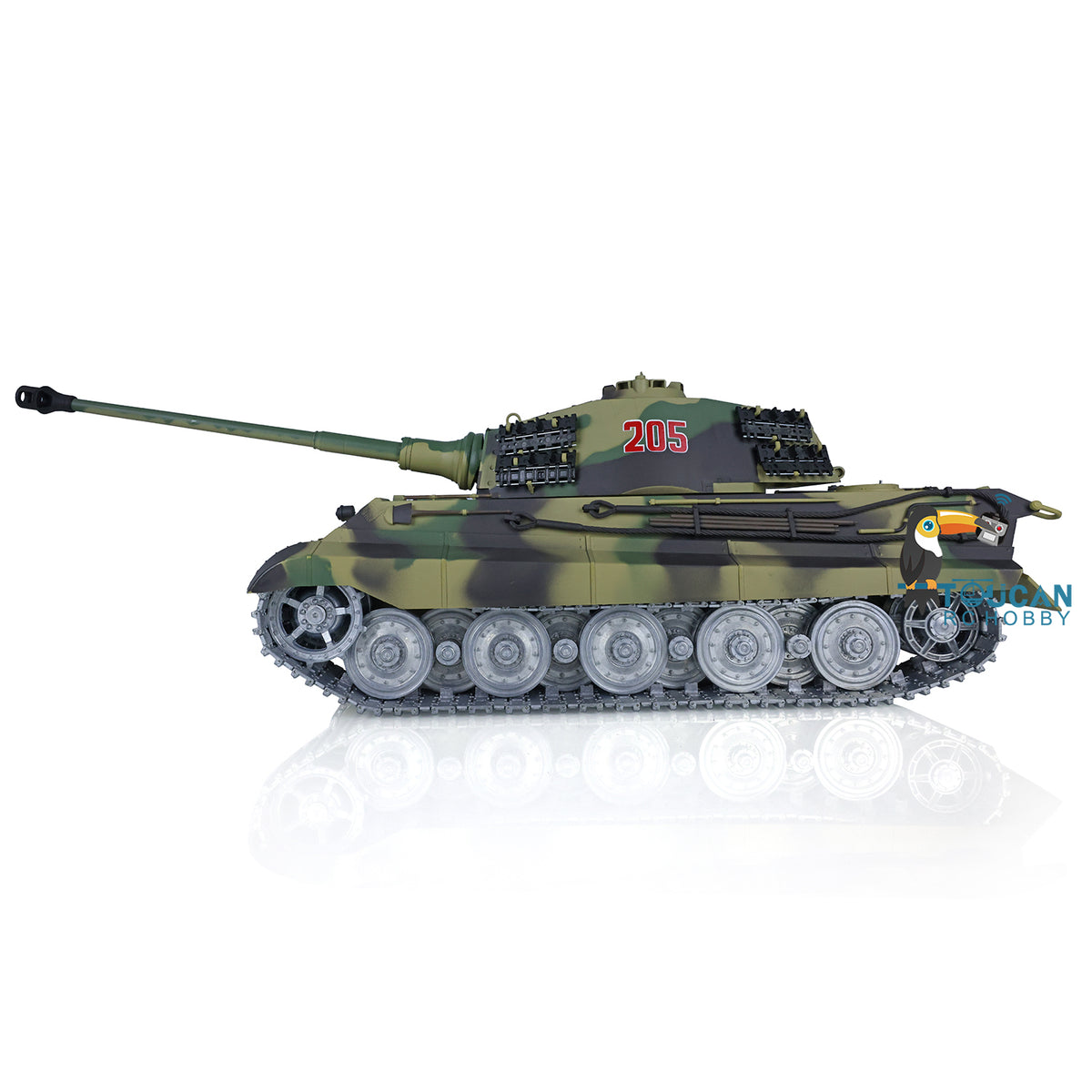 TOUCAN RC HOBBY US Stock Heng Long 1/16 Scale Mainboard 7.0 Customized King Tiger RC Battle Tank 3888A Metal Road Wheels Sprockets Barrel Recoil