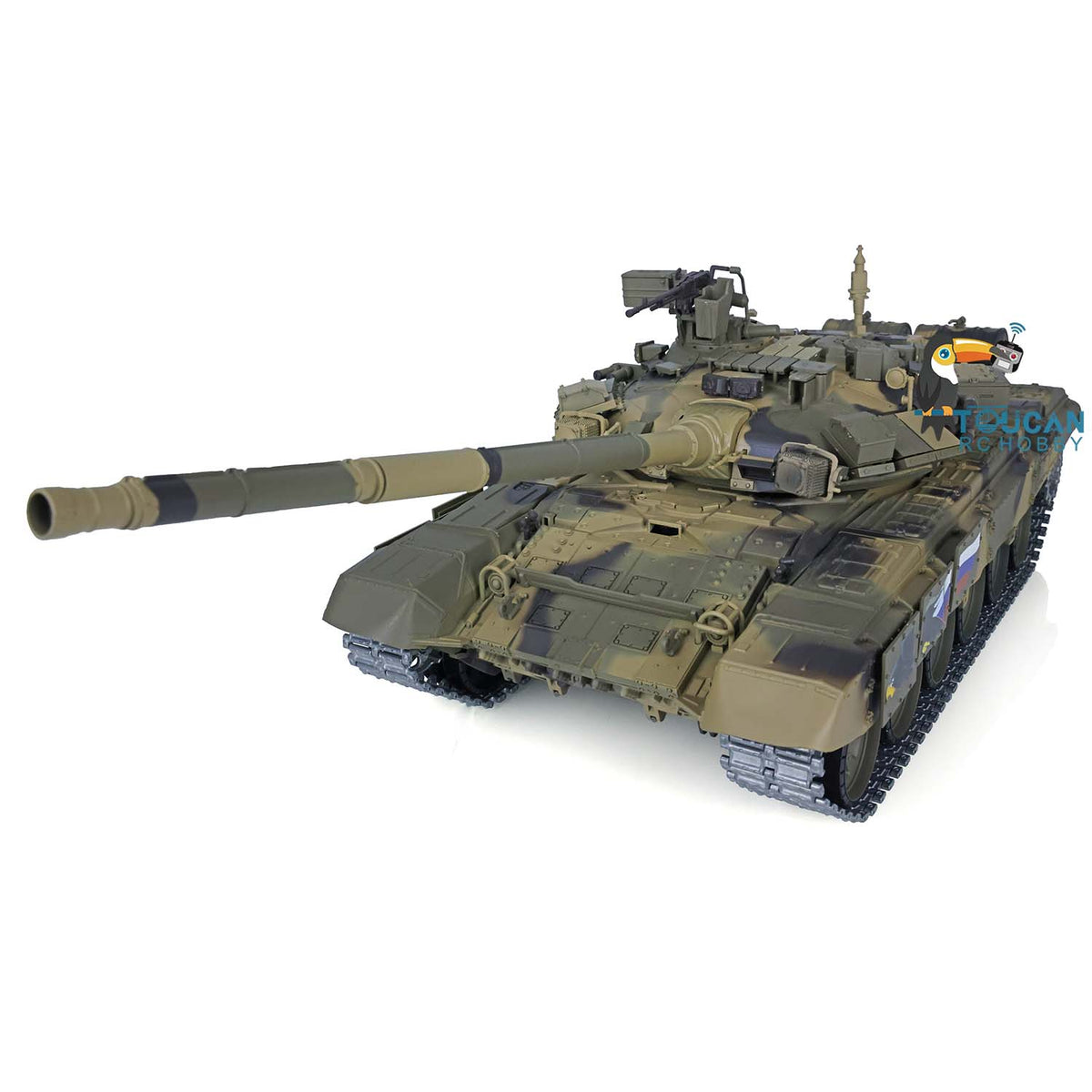 TOUCAN RC HOBBY Heng Long 1/16 TK7.0 Promotion Russia T90 RTR RC Tank 3938 with 360 Degrees Turret Red Eyes BB IR Smoke Metal Idlers Sprockets Wheels