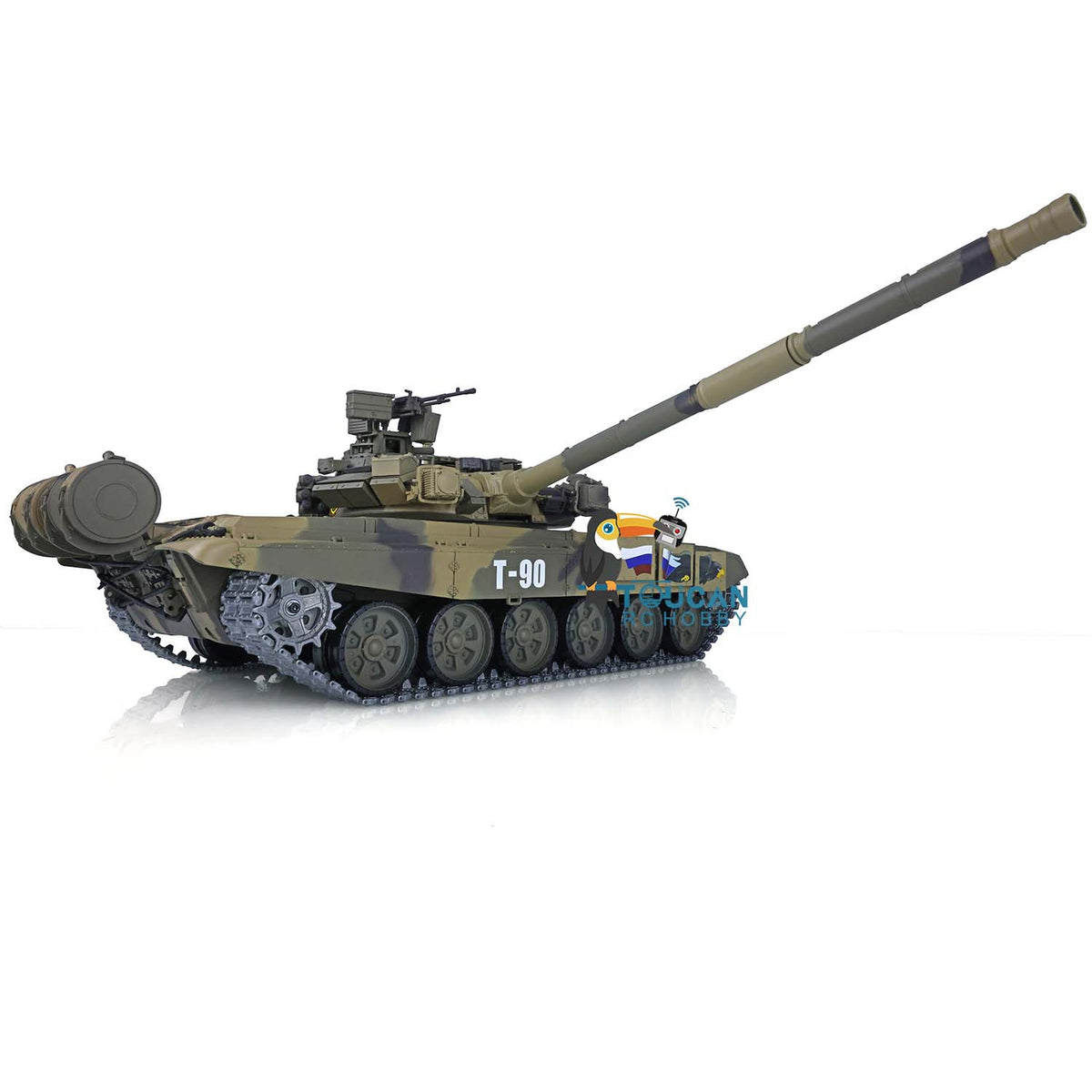 TOUCAN RC HOBBY Heng Long 1/16 TK7.0 Plastic Russian T90 RTR RC Tank 3938 with Steel Gearbox Metal Barrel Recoil 360 Degrees Turret BB Unit Infrared Combat