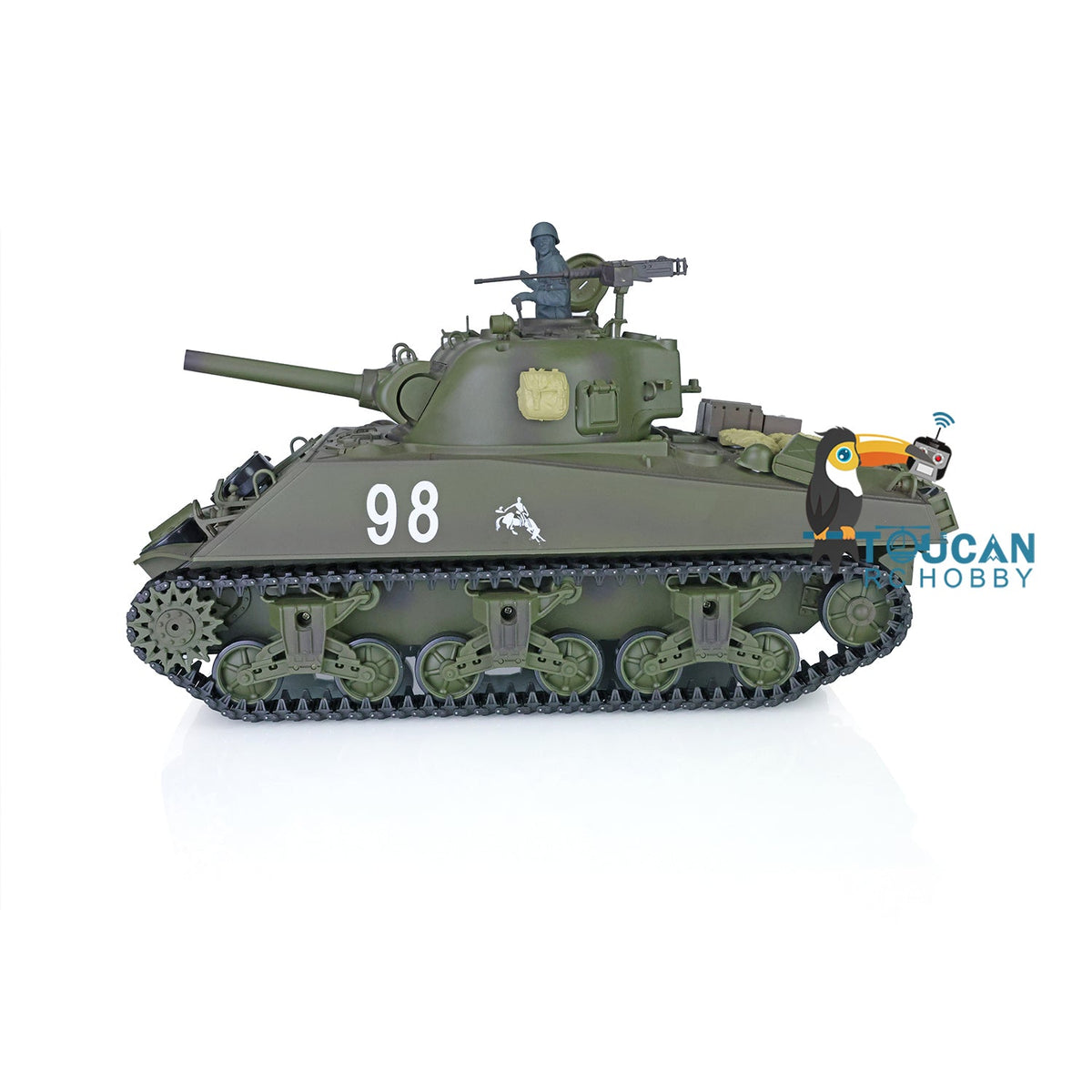 TOUCAN RC HOBBY Heng Long 1/16 2.4G TK7.0 Plastic USA M4A3 Sherman 3898 RTR RC Tank 360 Degrees Turret Infrared Combat BB Smoke Metal Barrel