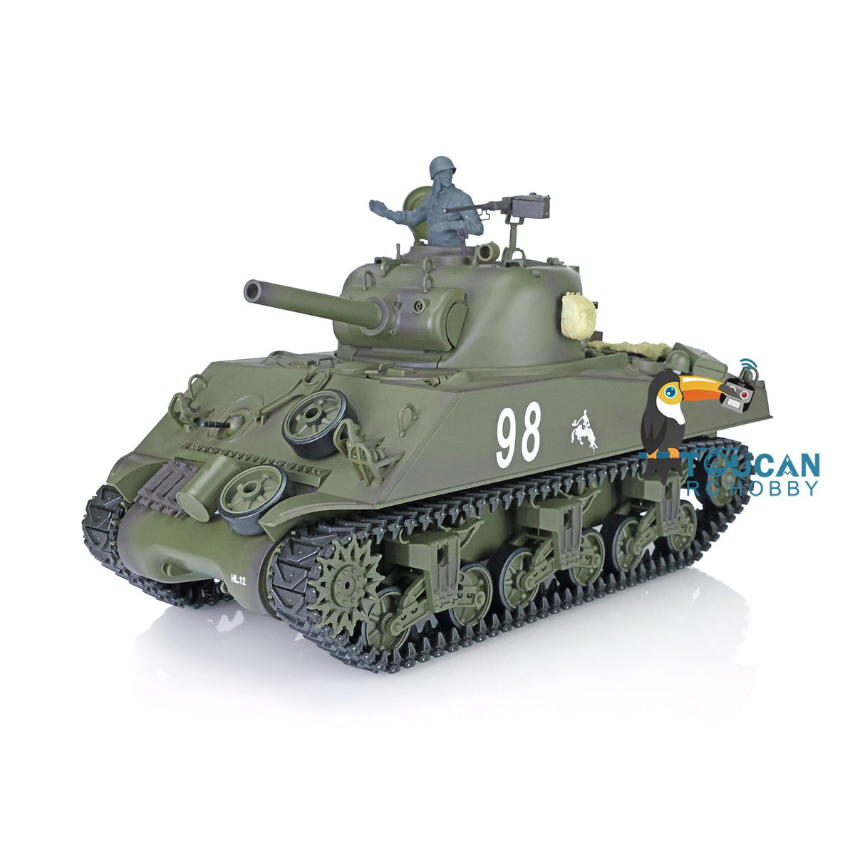 TOUCAN RC HOBBY Heng Long 1/16 2.4G TK7.0 Plastic USA M4A3 Sherman 3898 RTR RC Tank 360 Degrees Turret Infrared Combat BB Smoke Metal Barrel
