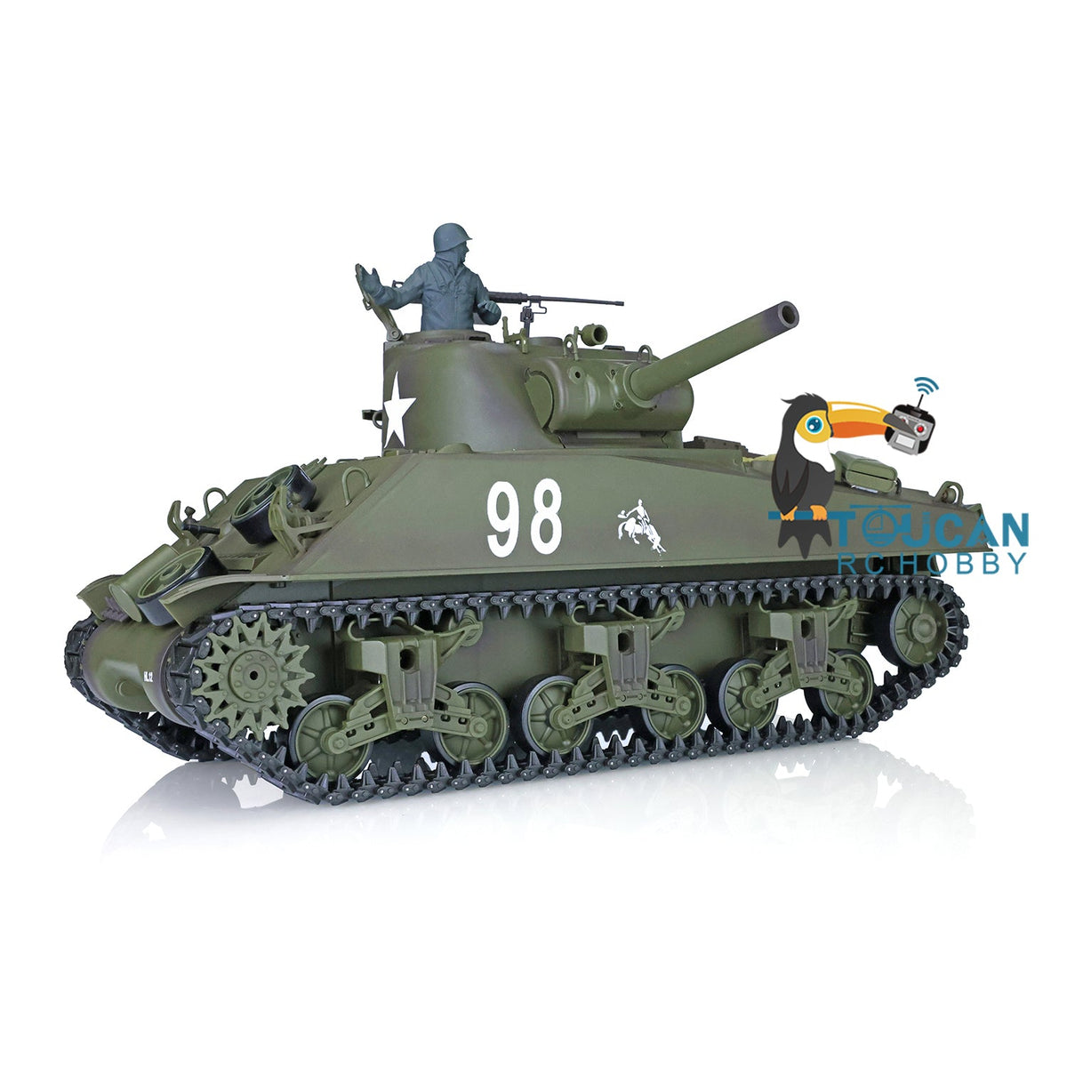 TOUCAN RC HOBBY Heng Long 1/16 TK7.0 Plastic USA M4A3 Sherman 3898 RTR RC Tank Barrel Recoil FPV 360 Degrees Turret Infrared Combat BB Smoke Steel Gearbox