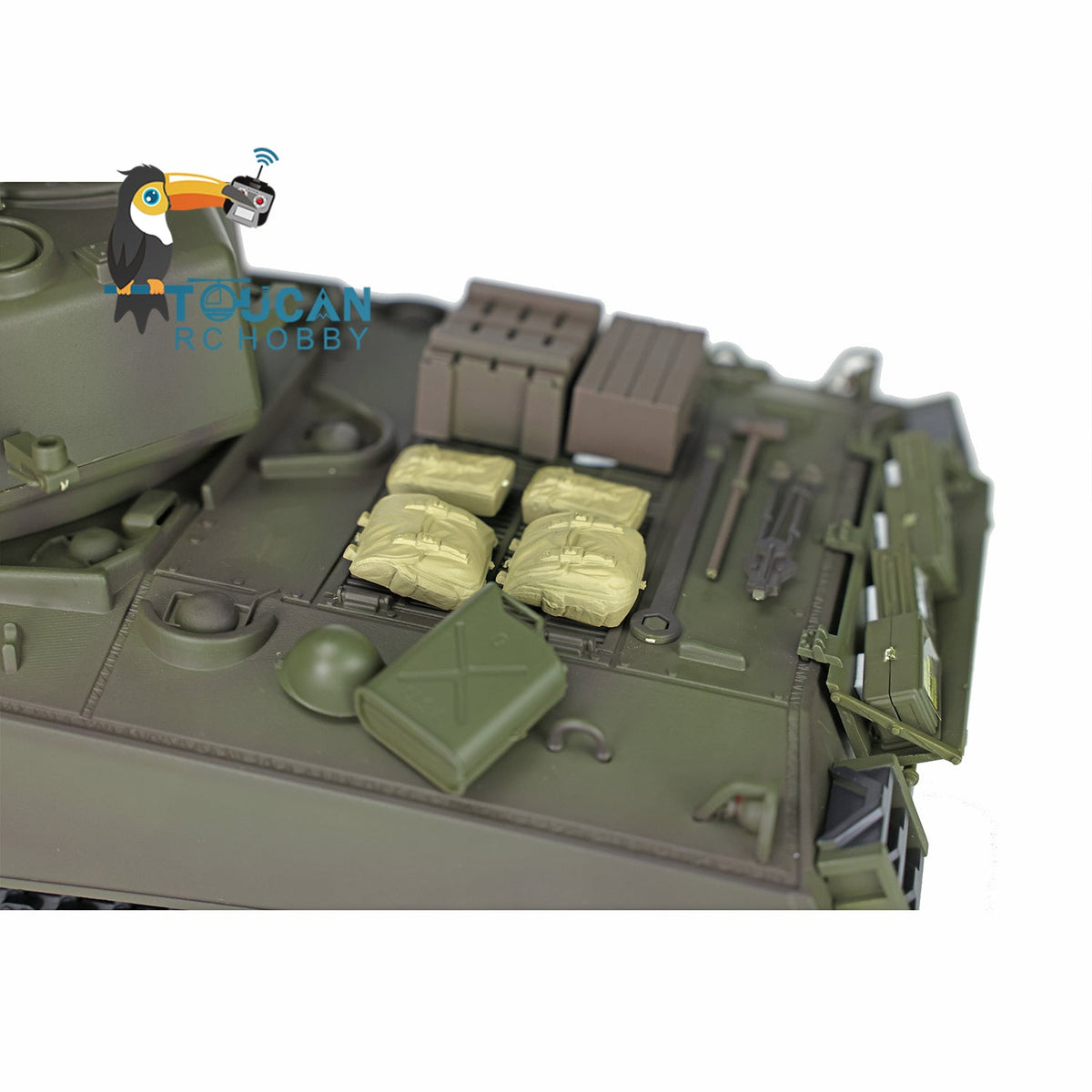 TOUCAN RC HOBBY Heng Long 1/16 TK7.0 Plastic USA M4A3 Sherman 3898 RTR RC Tank Barrel Recoil FPV 360 Degrees Turret Infrared Combat BB Smoke Steel Gearbox